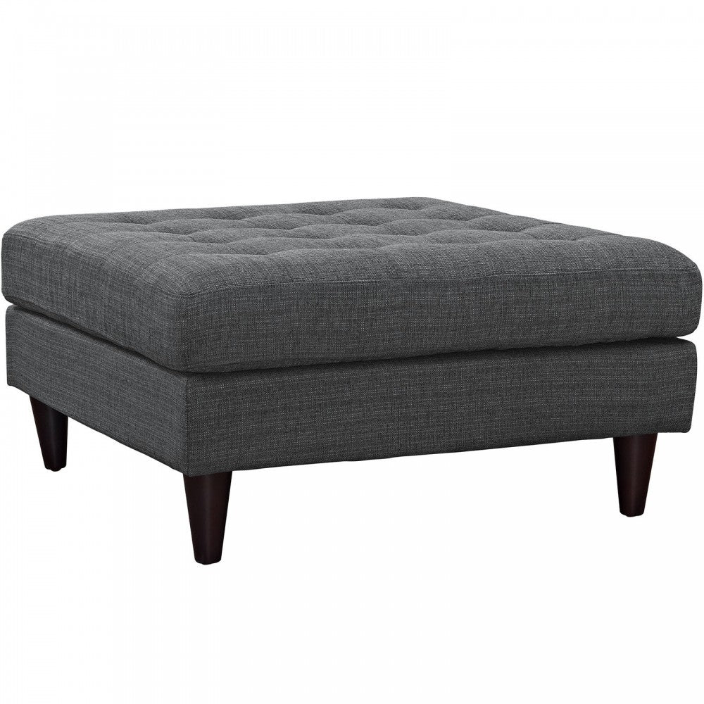 Empress Upholstered Fabric Large Ottoman, Gray