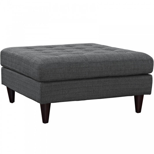 Empress Upholstered Fabric Large Ottoman, Gray