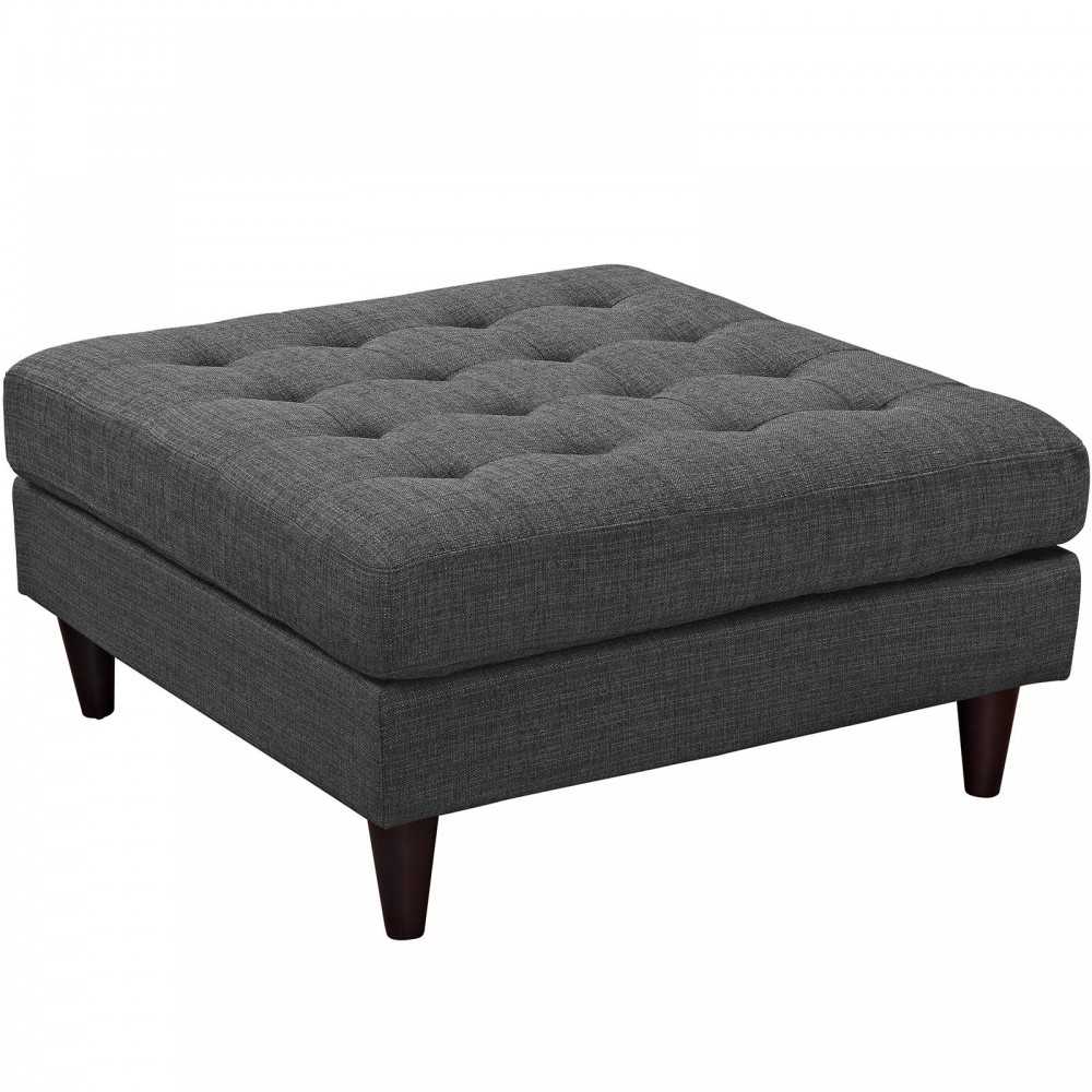 Empress Upholstered Fabric Large Ottoman, Gray