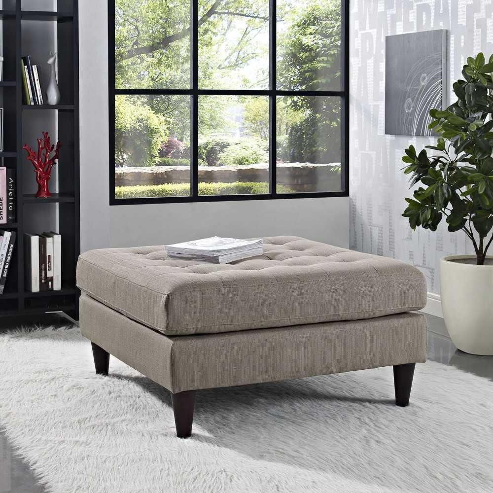 Empress Upholstered Fabric Large Ottoman, Granite