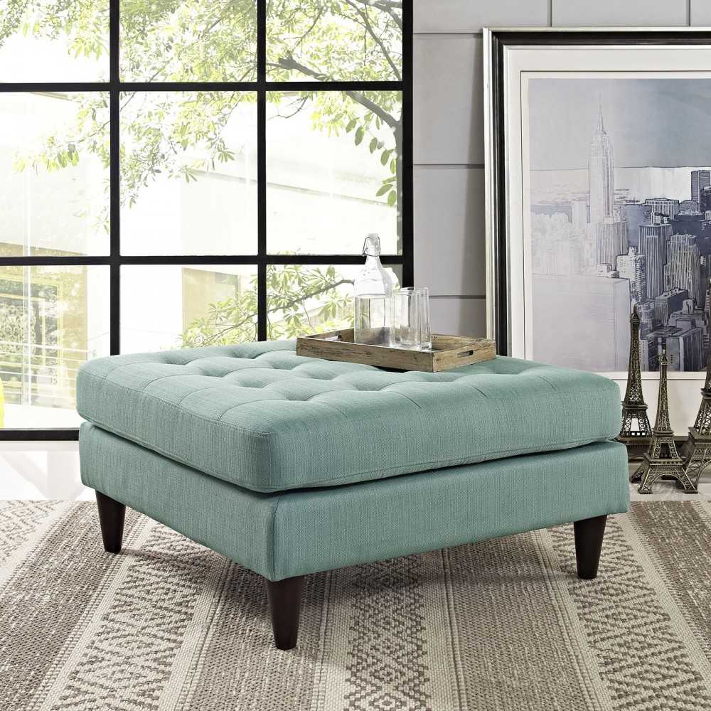 Empress Upholstered Fabric Large Ottoman, Laguna
