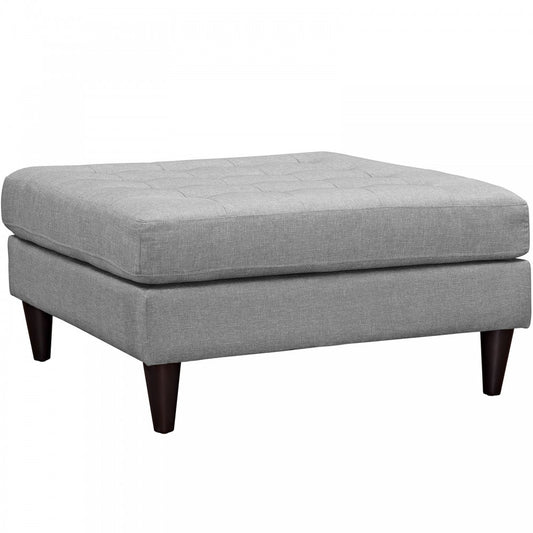 Empress Upholstered Fabric Large Ottoman, Light Gray