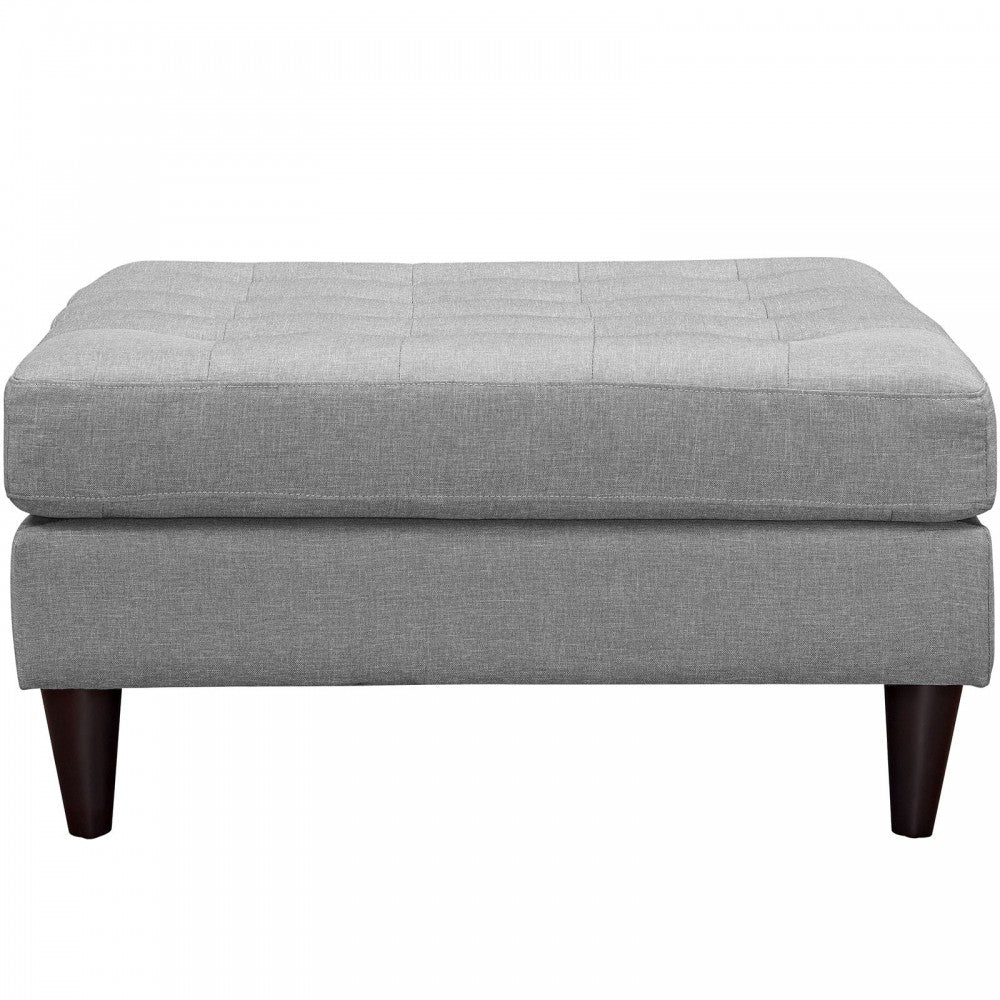 Empress Upholstered Fabric Large Ottoman, Light Gray