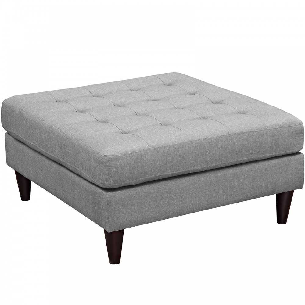 Empress Upholstered Fabric Large Ottoman, Light Gray
