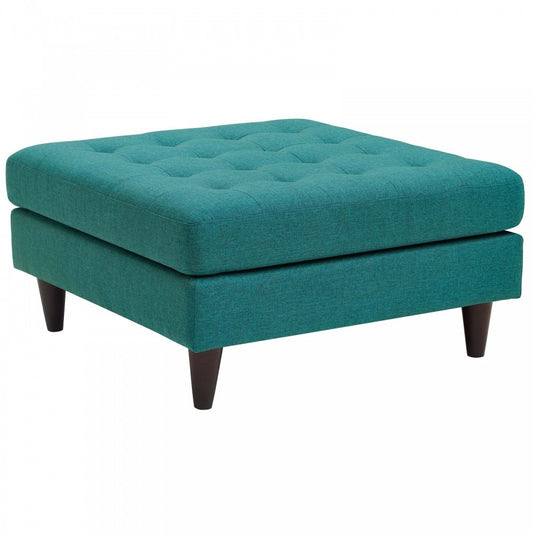 Empress Upholstered Fabric Large Ottoman, Teal
