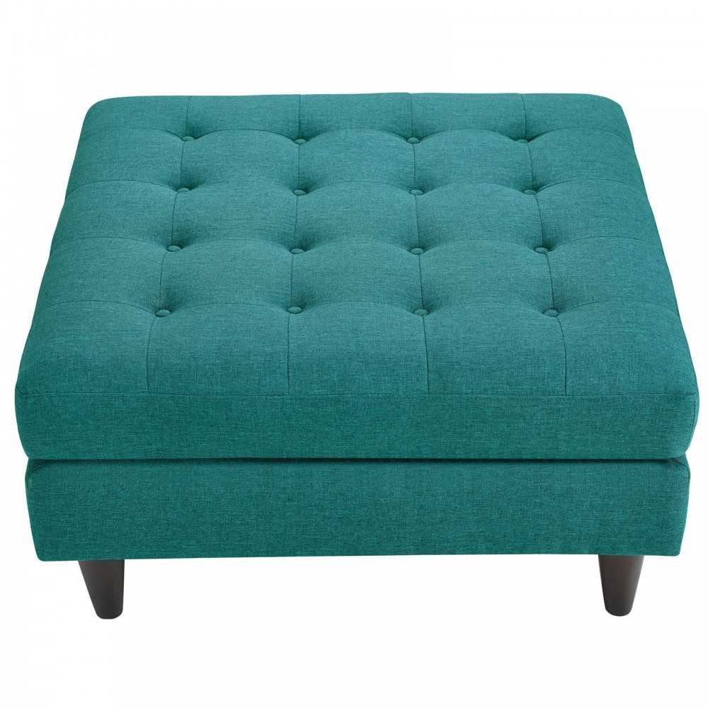 Empress Upholstered Fabric Large Ottoman, Teal