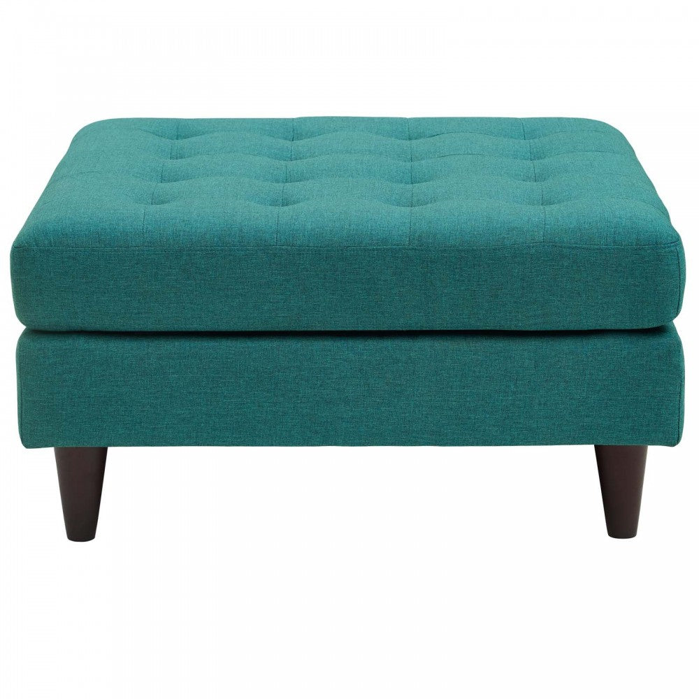 Empress Upholstered Fabric Large Ottoman, Teal