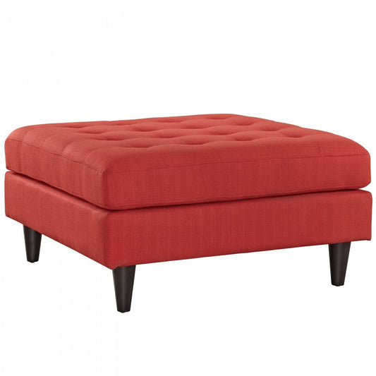 Empress Upholstered Fabric Large Ottoman, Atomic Red