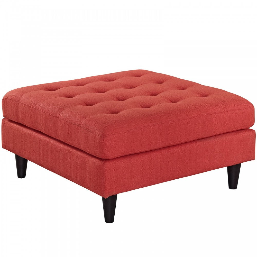 Empress Upholstered Fabric Large Ottoman, Atomic Red
