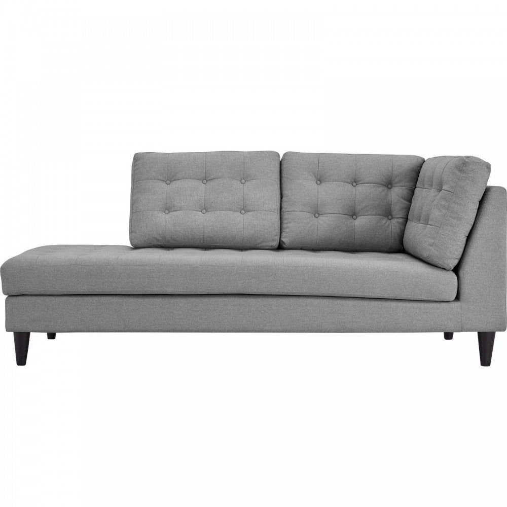 Empress Upholstered Fabric Left Facing Bumper, Light Gray