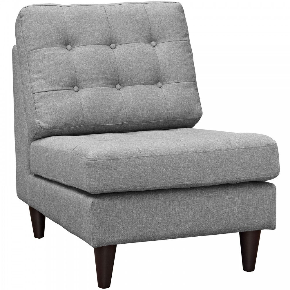 Empress Upholstered Fabric Lounge Chair, Light Gray
