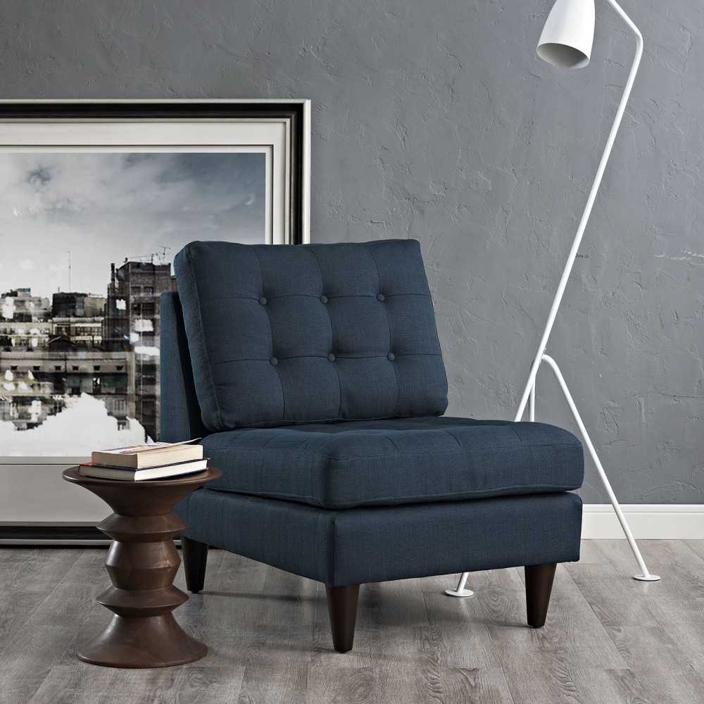 Empress Upholstered Fabric Lounge Chair, Azure