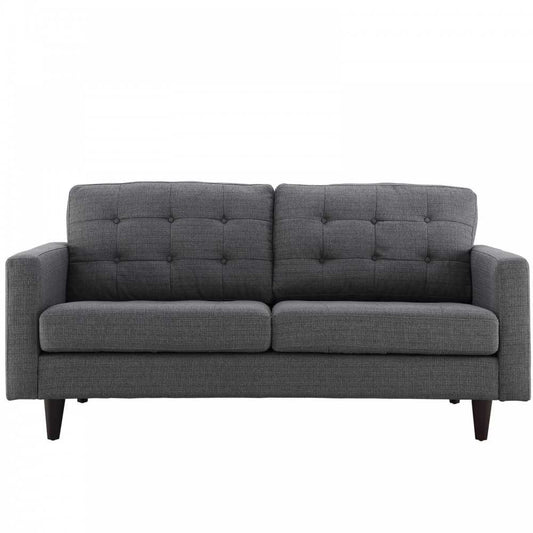 Empress Upholstered Fabric Loveseat, Gray