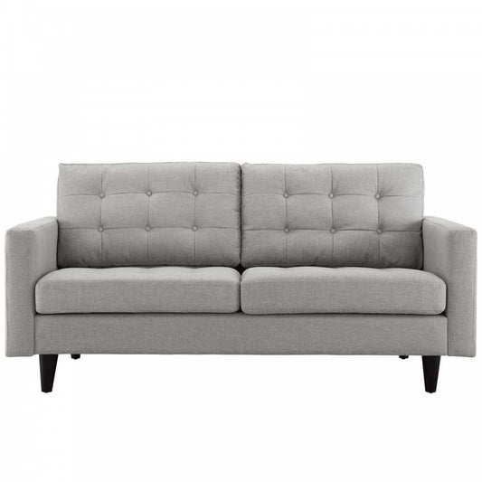 Empress Upholstered Fabric Loveseat, Light Gray