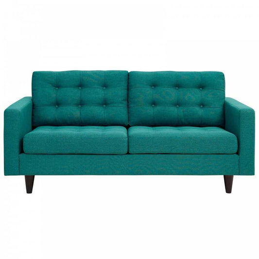 Empress Upholstered Fabric Loveseat, Teal