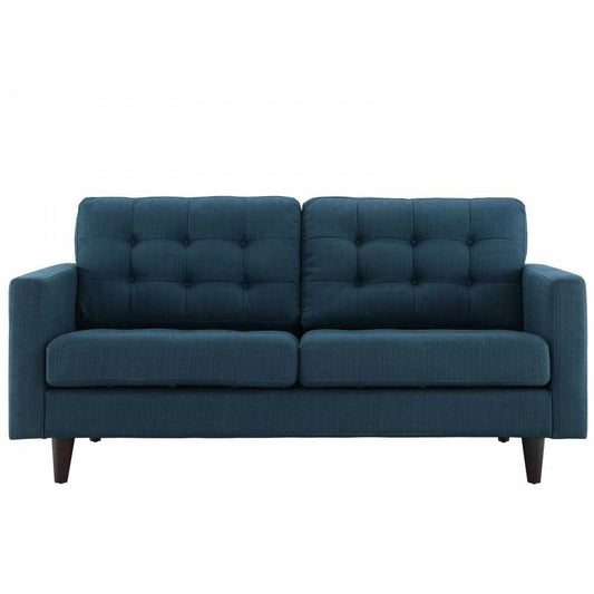 Empress Upholstered Fabric Loveseat, Azure