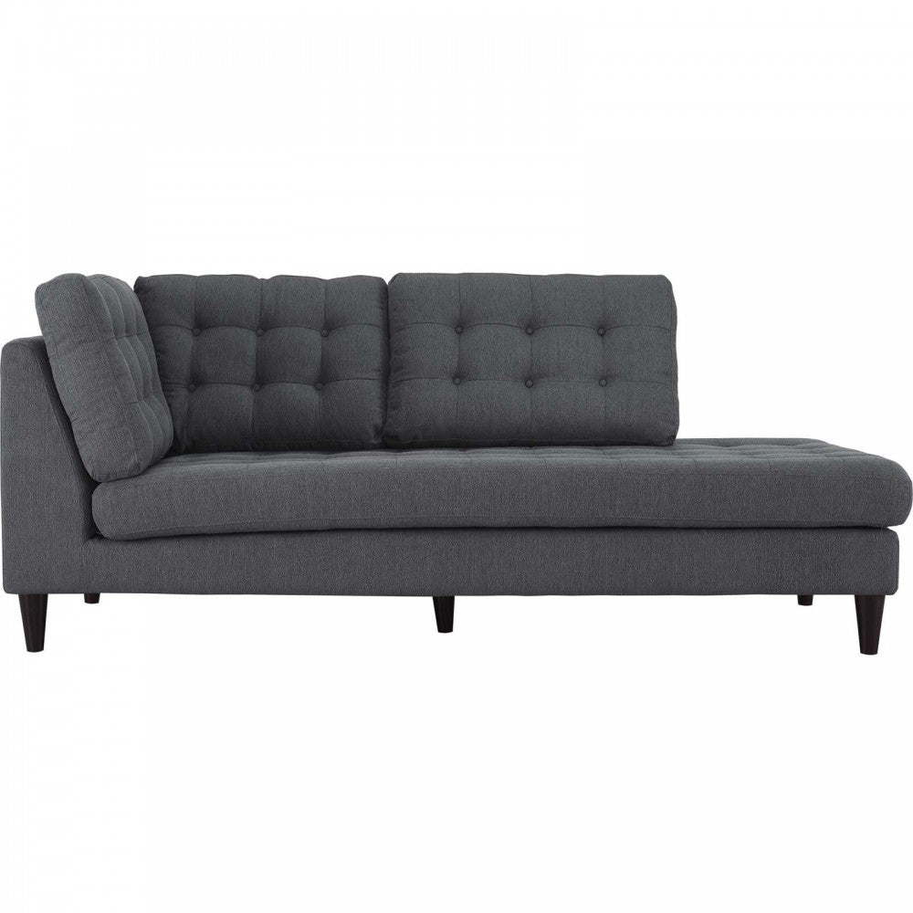 Empress Upholstered Fabric Right Facing Bumper, Gray