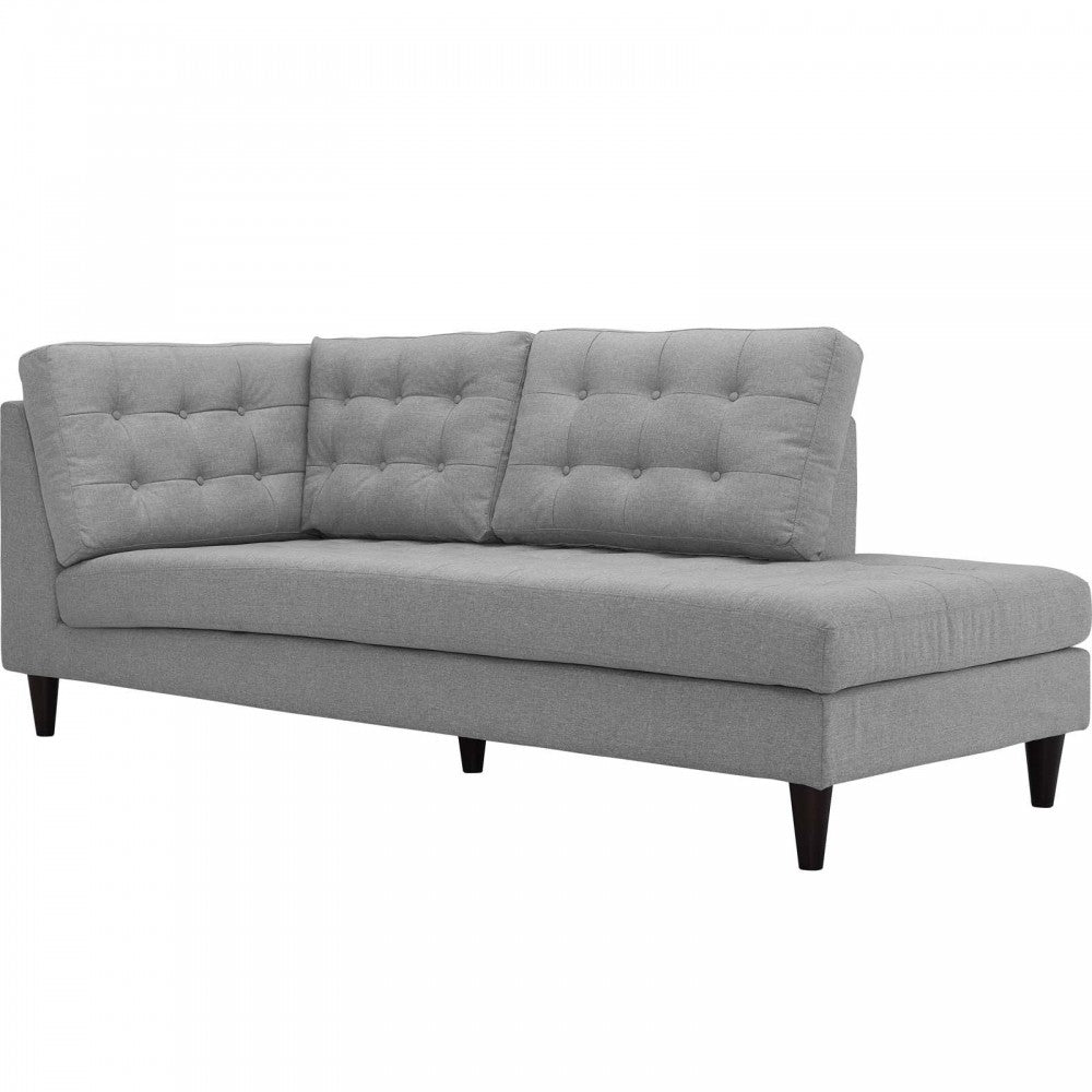 Empress Upholstered Fabric Right Facing Bumper, Light Gray