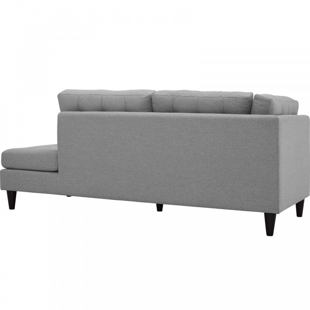 Empress Upholstered Fabric Right Facing Bumper, Light Gray
