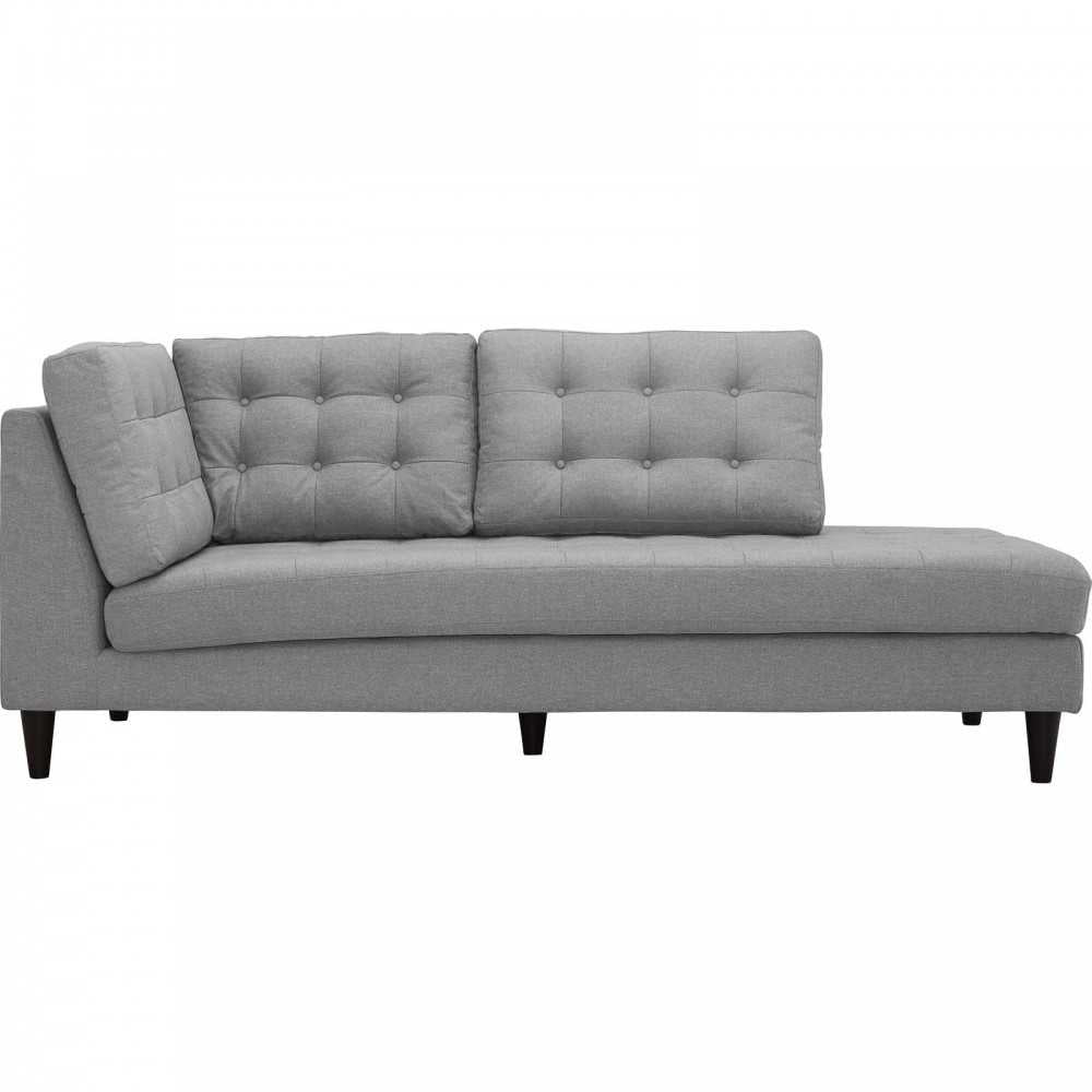 Empress Upholstered Fabric Right Facing Bumper, Light Gray