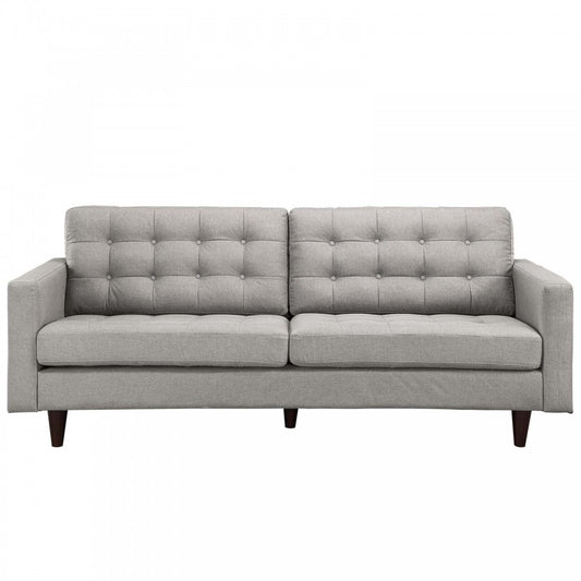 Empress Upholstered Fabric Sofa, Light Gray