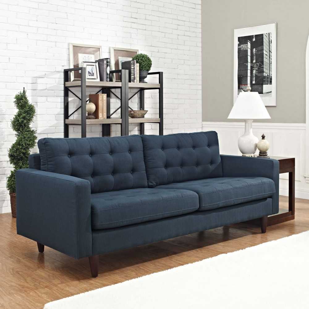 Empress Upholstered Fabric Sofa, Azure