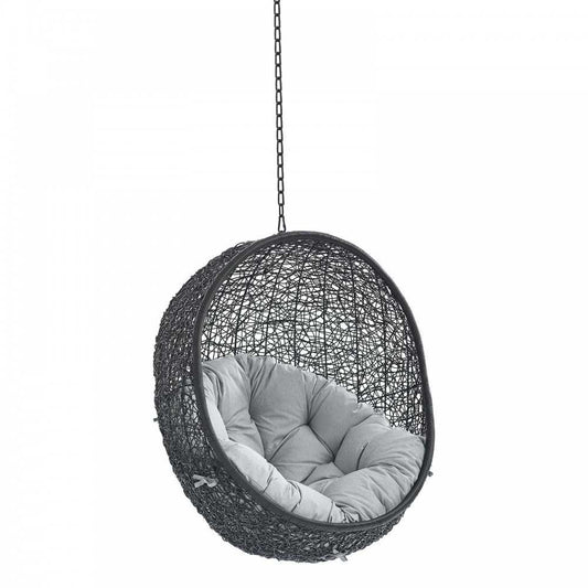 Encase Sunbrella Fabric Swing Outdoor Patio Lounge Chair Without Stand, Black Gray