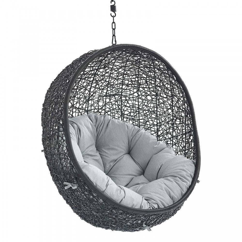 Encase Sunbrella Fabric Swing Outdoor Patio Lounge Chair Without Stand, Black Gray