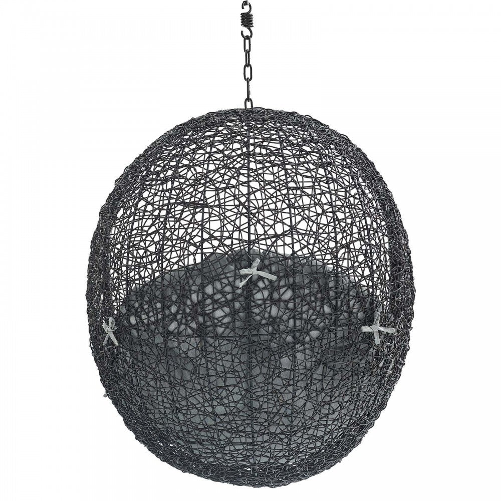 Encase Sunbrella Fabric Swing Outdoor Patio Lounge Chair Without Stand, Black Gray