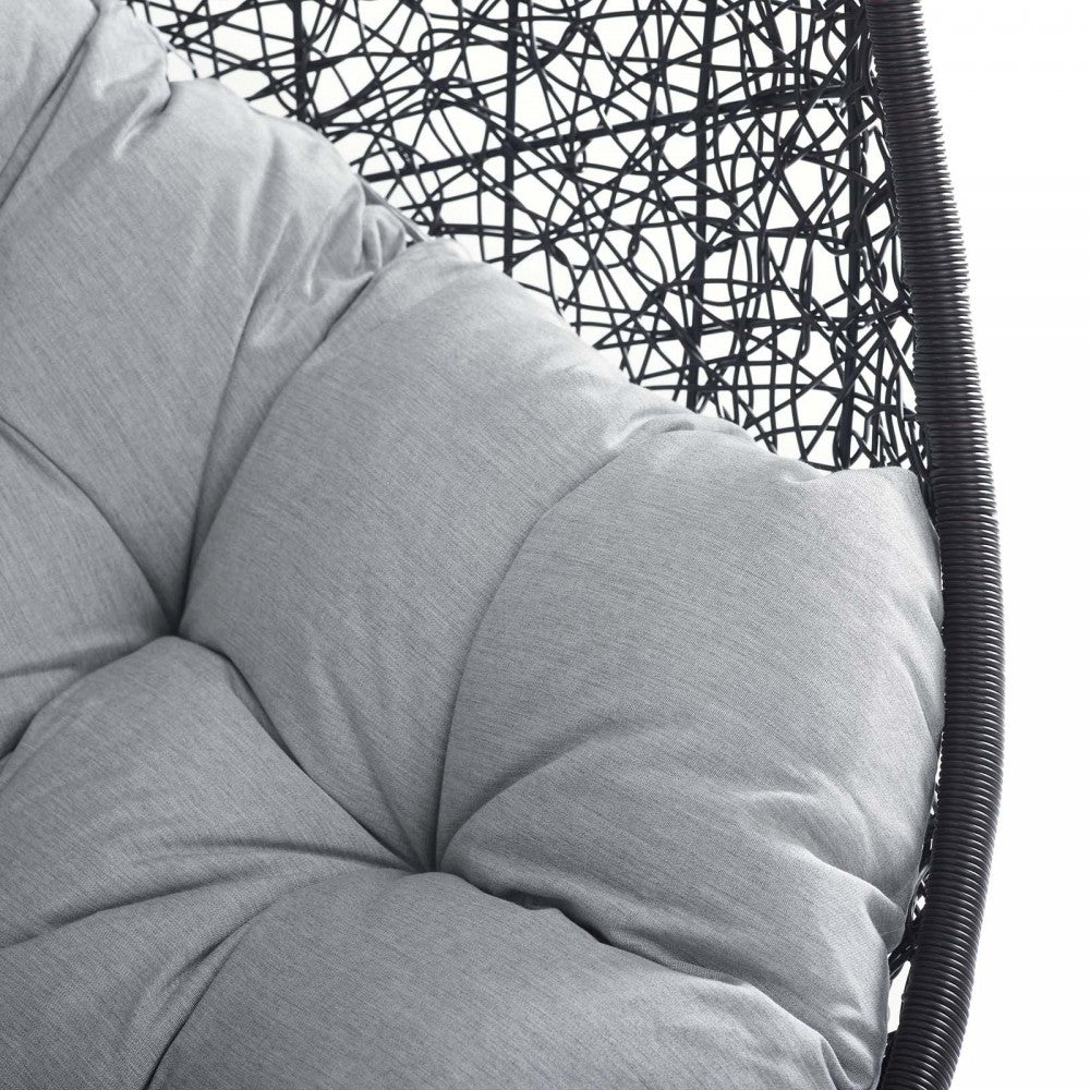Encase Sunbrella Fabric Swing Outdoor Patio Lounge Chair Without Stand, Black Gray
