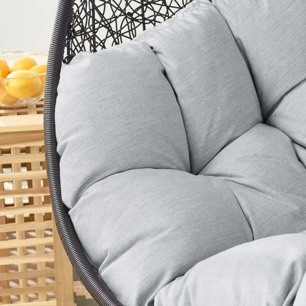 Encase Sunbrella Fabric Swing Outdoor Patio Lounge Chair Without Stand, Black Gray