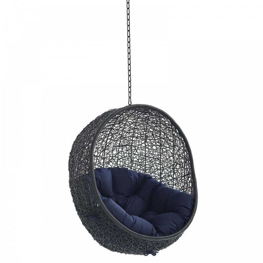 Encase Sunbrella Fabric Swing Outdoor Patio Lounge Chair Without Stand, Black Navy