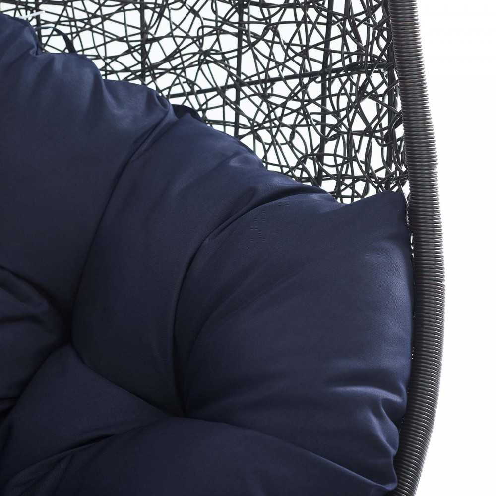 Encase Sunbrella Fabric Swing Outdoor Patio Lounge Chair Without Stand, Black Navy