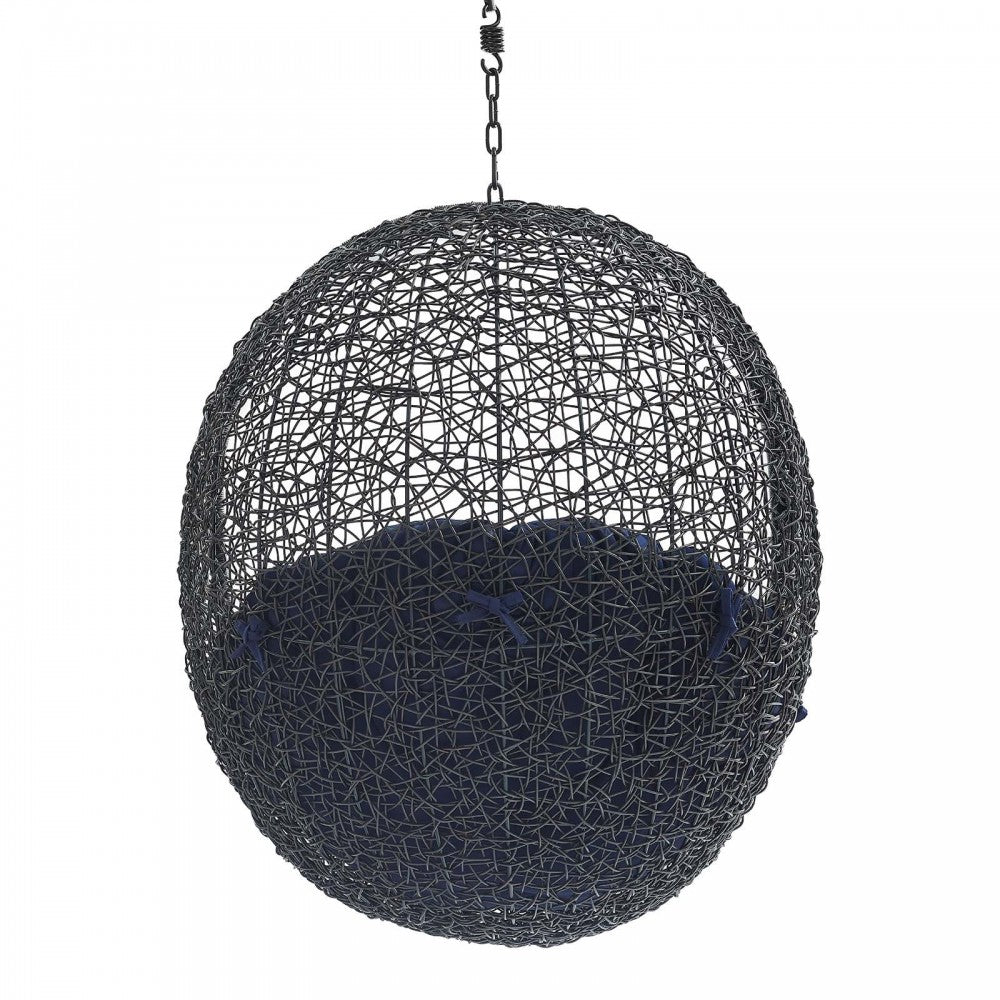 Encase Sunbrella Fabric Swing Outdoor Patio Lounge Chair Without Stand, Black Navy