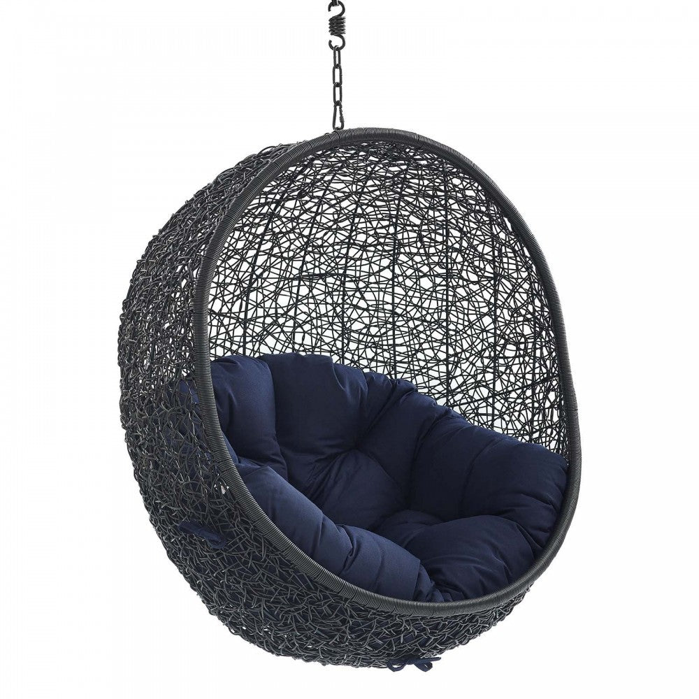 Encase Sunbrella Fabric Swing Outdoor Patio Lounge Chair Without Stand, Black Navy