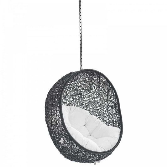 Encase Sunbrella Fabric Swing Outdoor Patio Lounge Chair Without Stand, Black White
