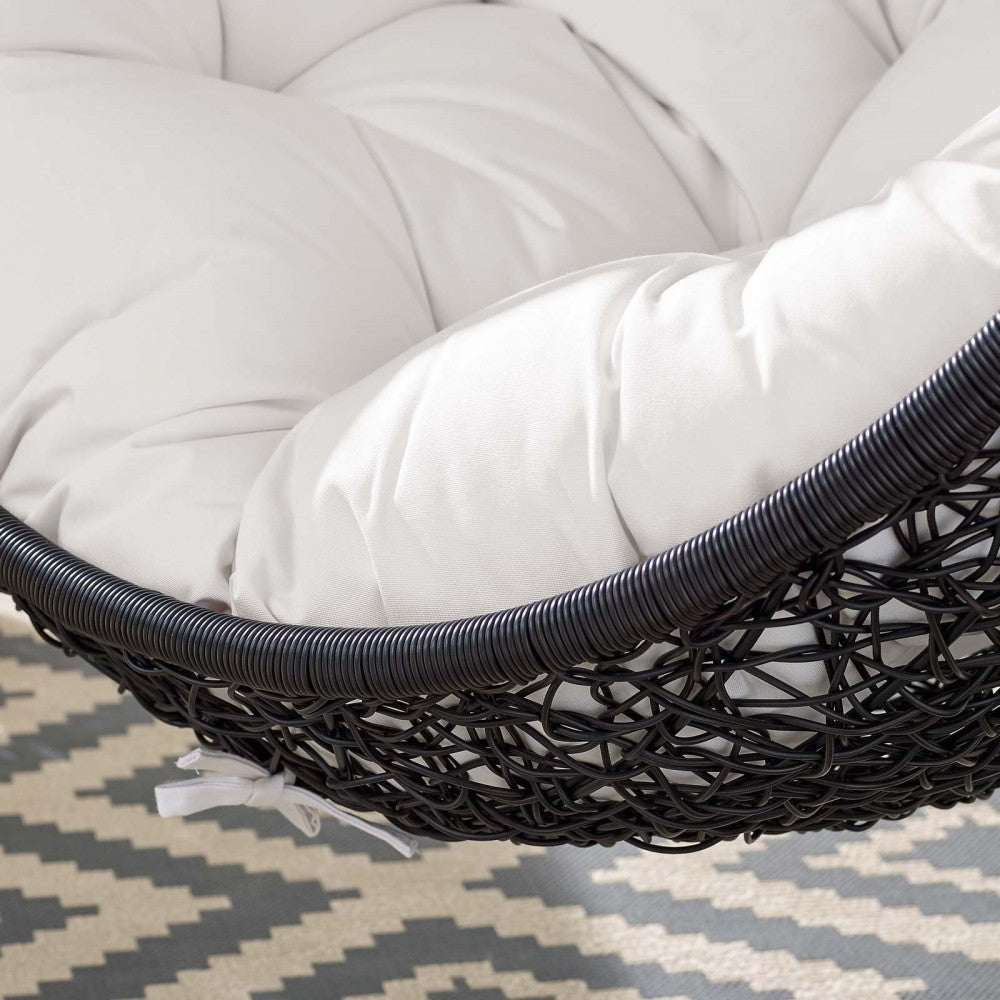 Encase Sunbrella Fabric Swing Outdoor Patio Lounge Chair Without Stand, Black White