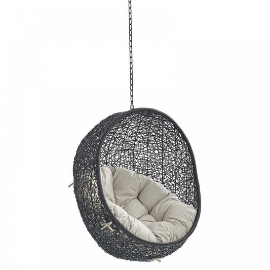Encase Sunbrella Fabric Swing Outdoor Patio Lounge Chair Without Stand, Black Beige