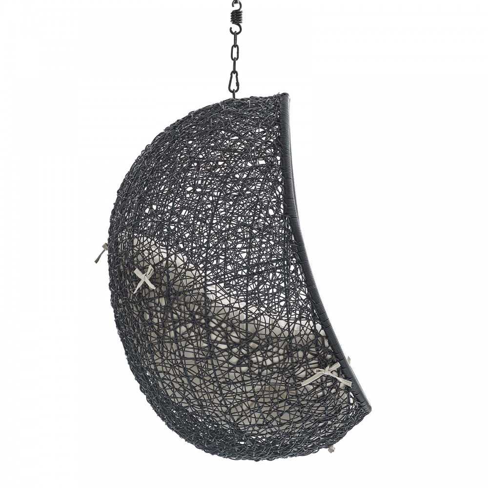 Encase Sunbrella Fabric Swing Outdoor Patio Lounge Chair Without Stand, Black Beige