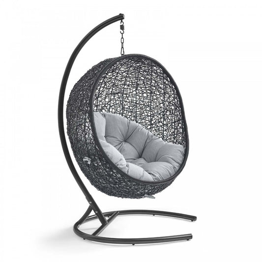 Encase Sunbrella Swing Outdoor Patio Lounge Chair, Black Gray