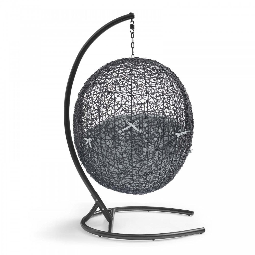 Encase Sunbrella Swing Outdoor Patio Lounge Chair, Black Gray