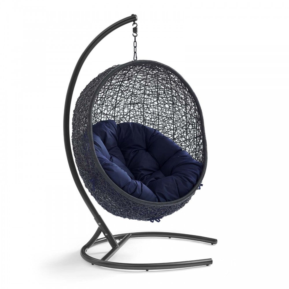 Encase Sunbrella Swing Outdoor Patio Lounge Chair, Black Navy