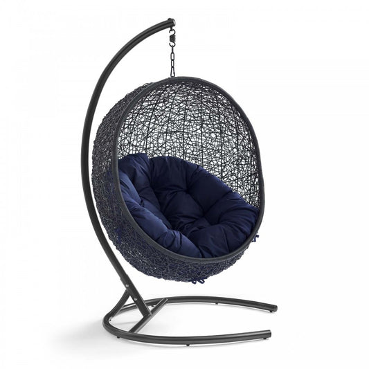Encase Sunbrella Swing Outdoor Patio Lounge Chair, Black Navy