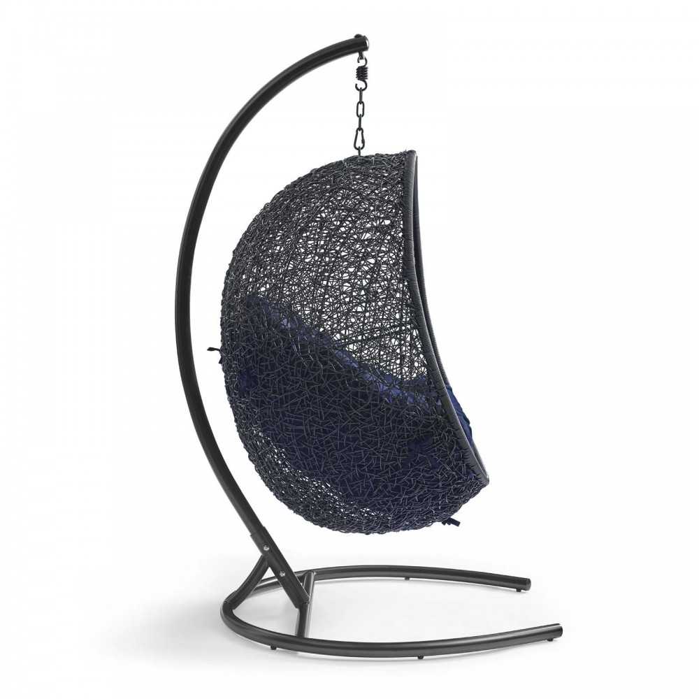 Encase Sunbrella Swing Outdoor Patio Lounge Chair, Black Navy