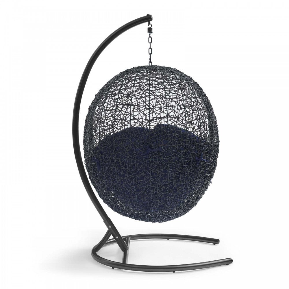 Encase Sunbrella Swing Outdoor Patio Lounge Chair, Black Navy
