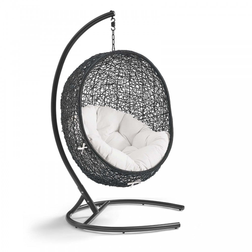 Encase Sunbrella Swing Outdoor Patio Lounge Chair, Black White