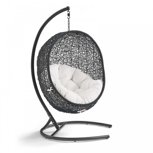 Encase Sunbrella Swing Outdoor Patio Lounge Chair, Black White