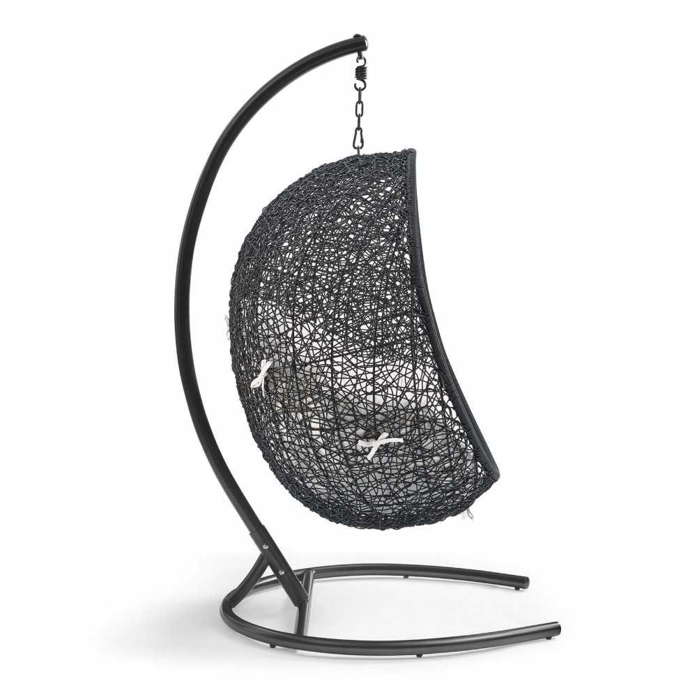 Encase Sunbrella Swing Outdoor Patio Lounge Chair, Black White