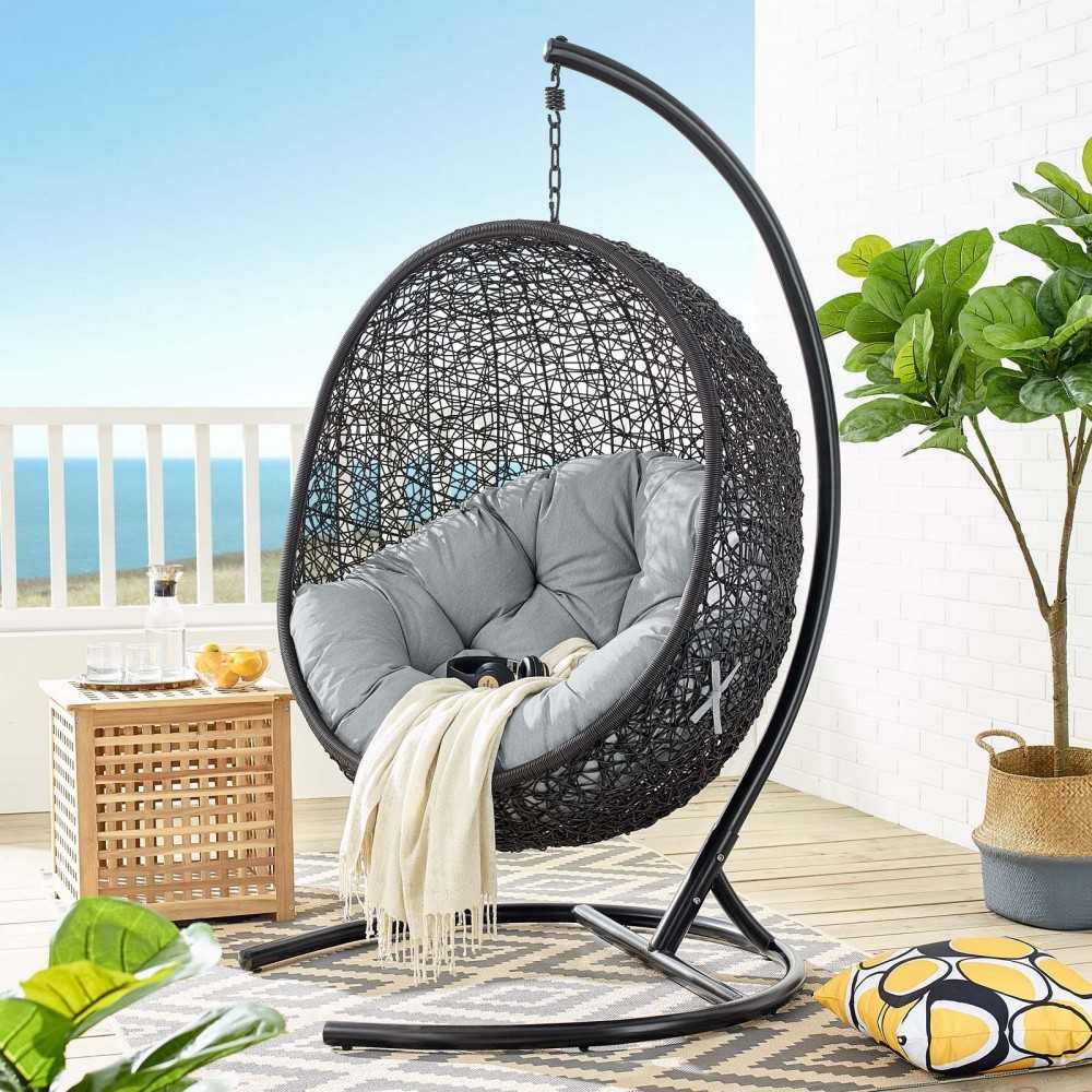 Encase Swing Outdoor Patio Lounge Chair, Gray