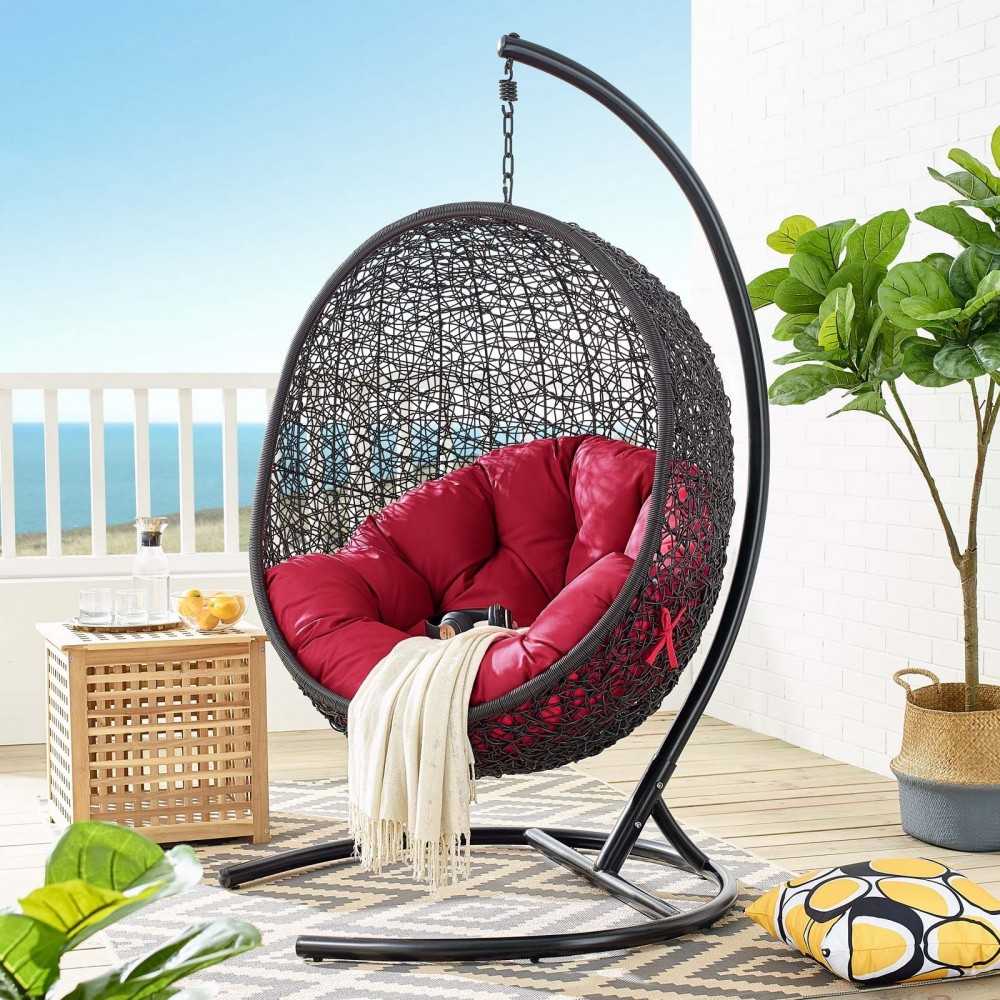 Encase Swing Outdoor Patio Lounge Chair, Red